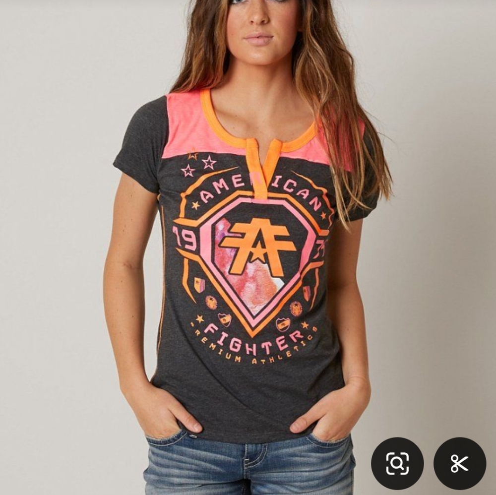 American Fighter Graphic Tee - Pink and Orange
